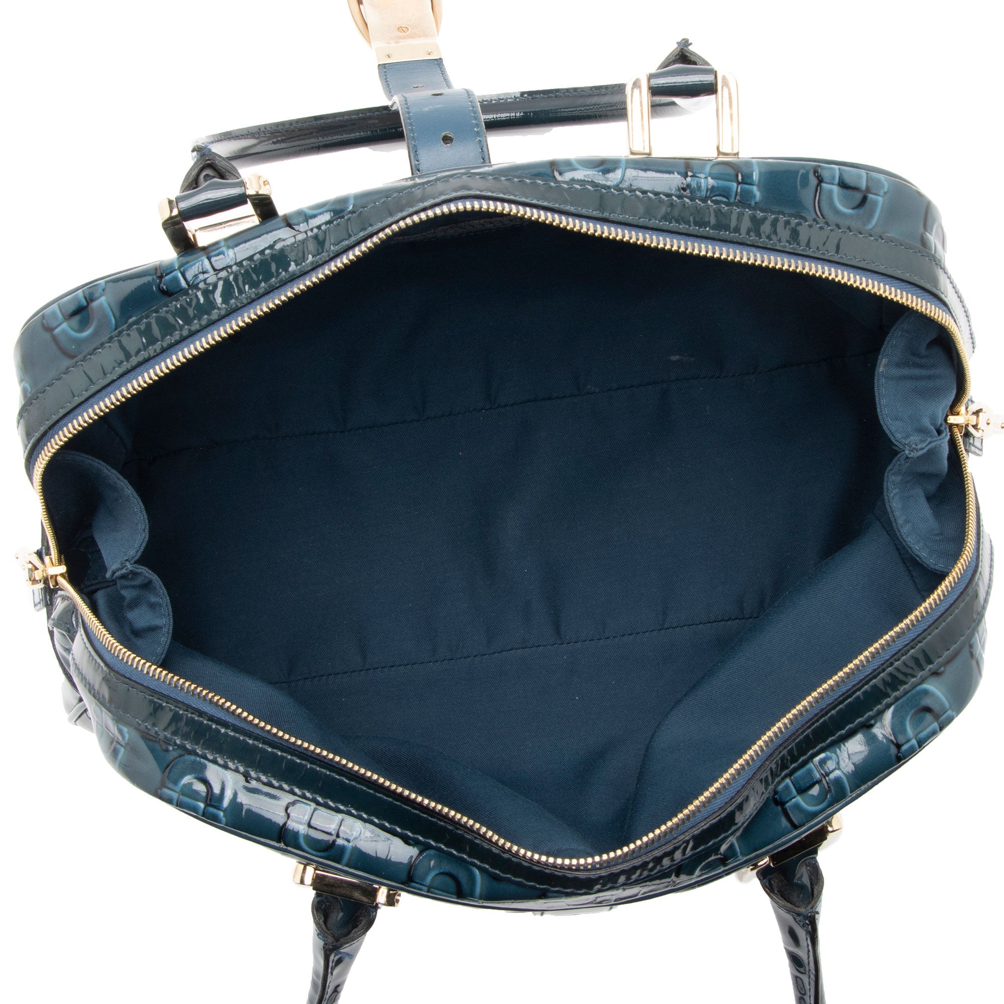 Gucci Embossed Horsebit Patent Leather Satchel