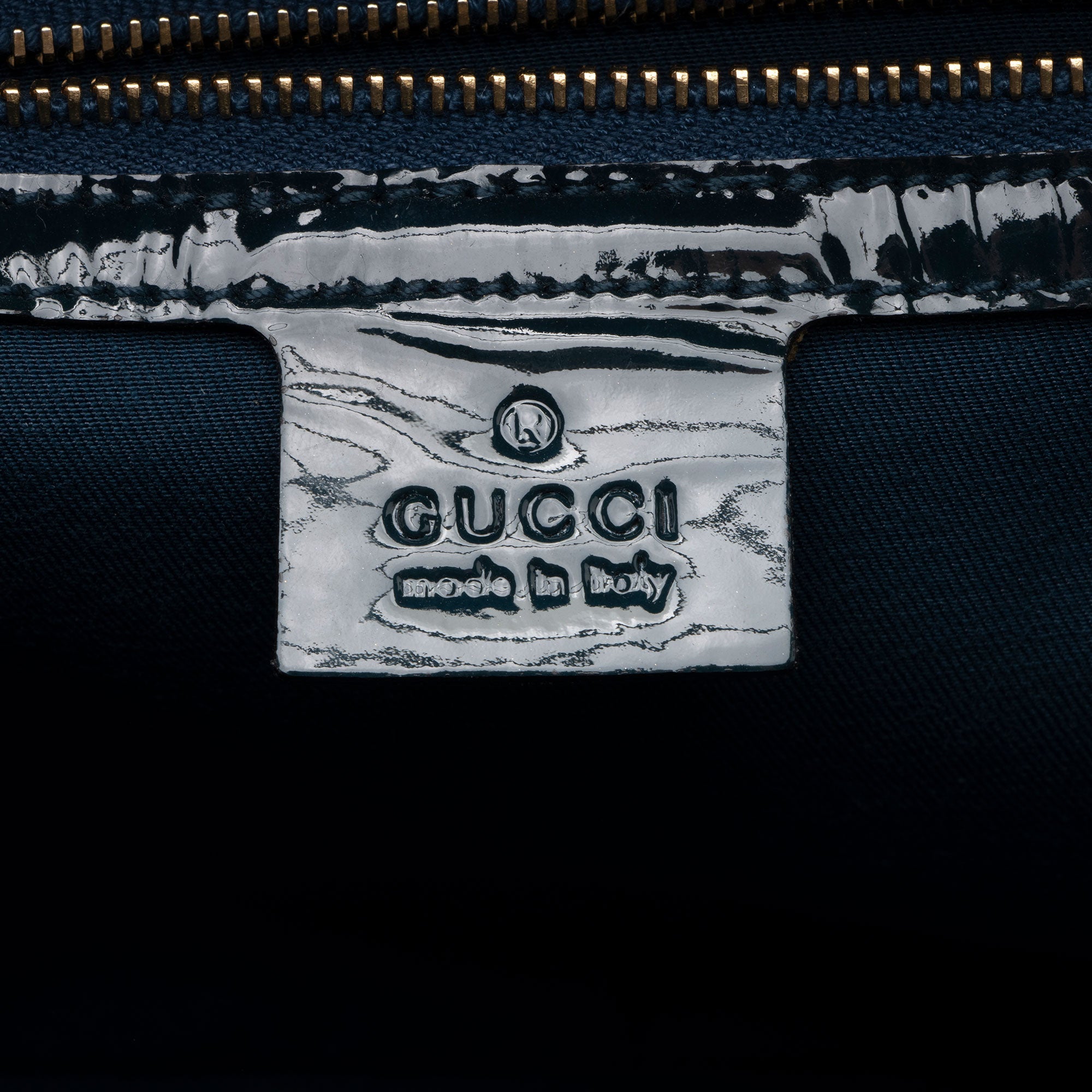 Gucci Embossed Horsebit Patent Leather Satchel