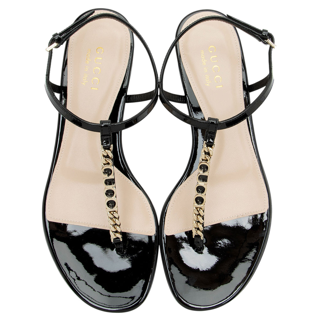 Gucci Patent Leather Signoria Thong Sandals - Size 6.5 / 36.5