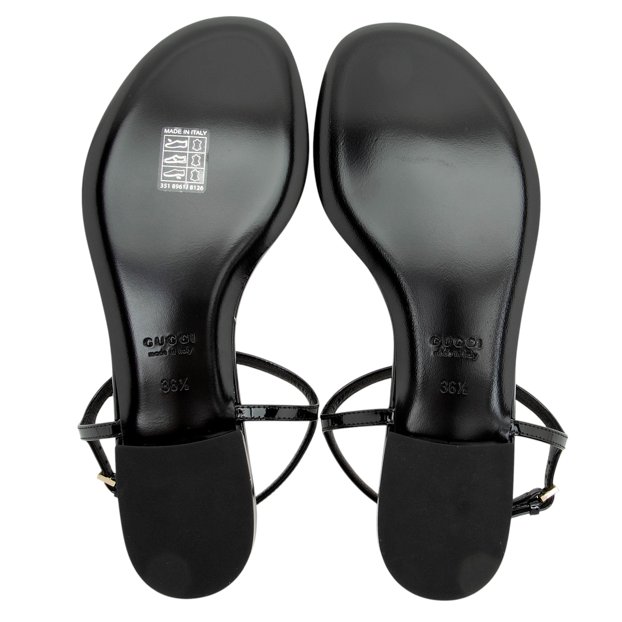 Gucci Patent Leather Signoria Thong Sandals - Size 6.5 / 36.5