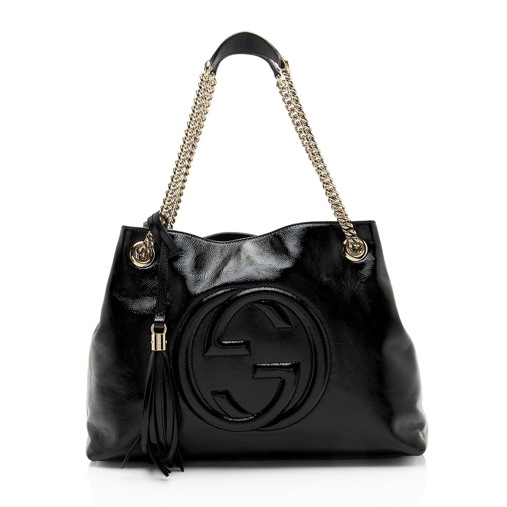 Gucci Patent Leather Soho Medium Shoulder Bag