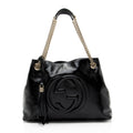 Gucci Patent Leather Soho Medium Shoulder Bag