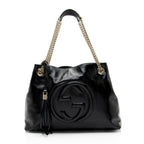 Gucci Patent Leather Soho Medium Shoulder Bag