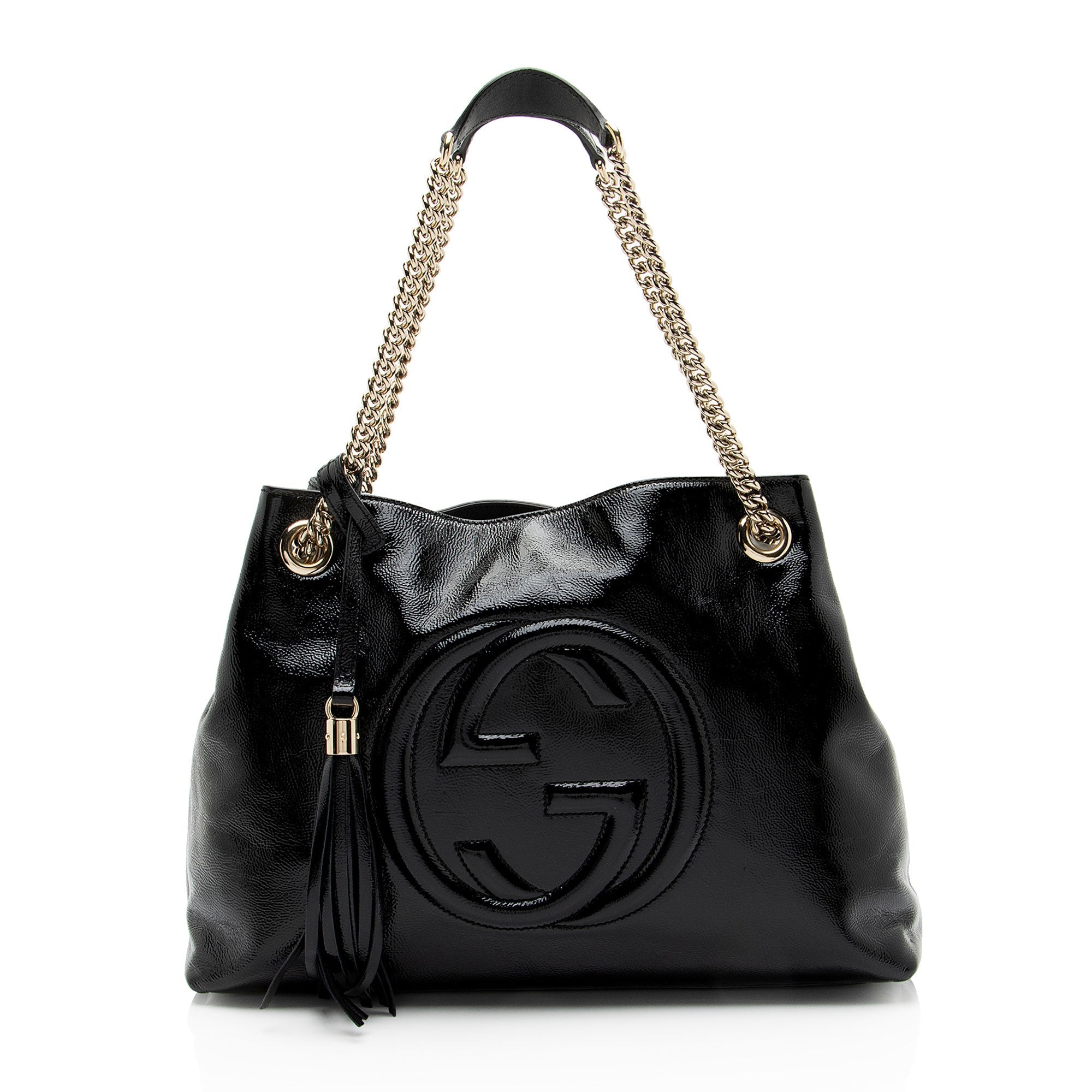 Gucci Patent Leather Soho Medium Shoulder Bag
