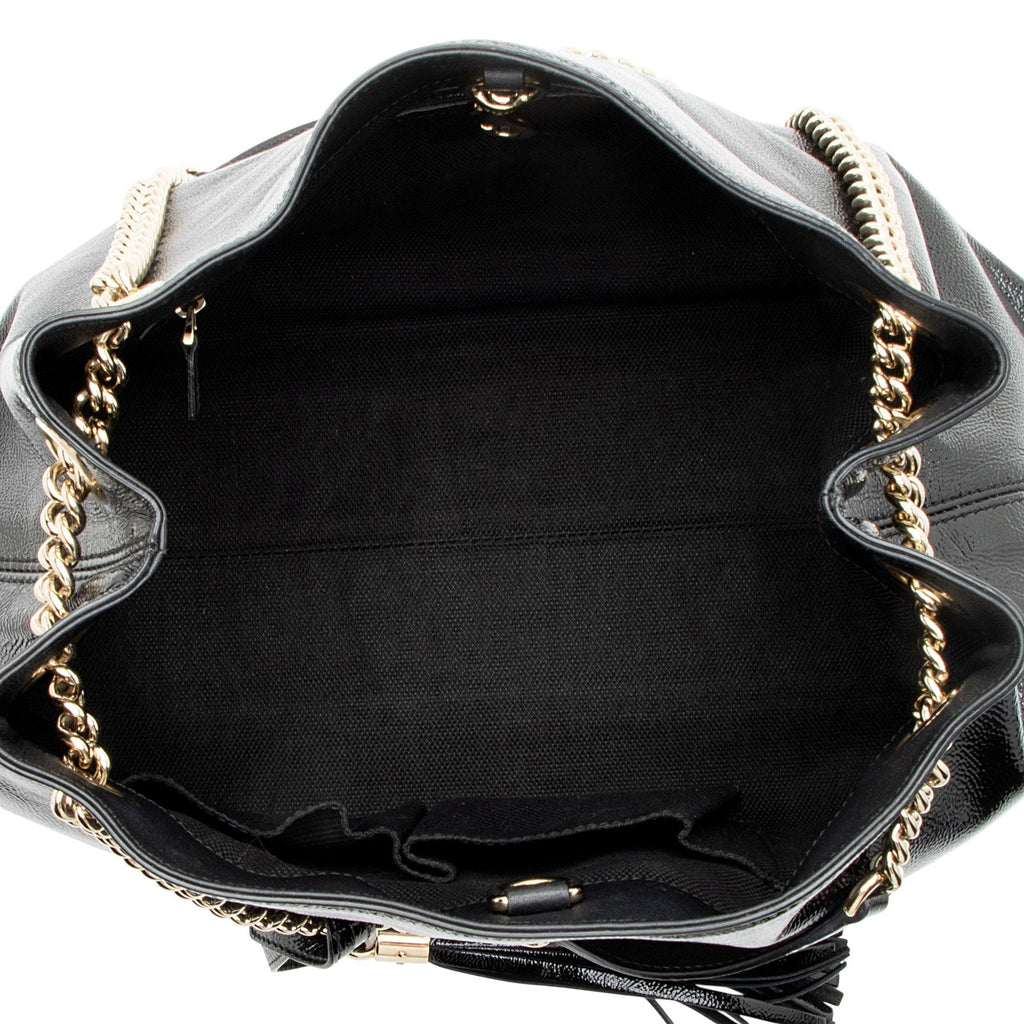 Gucci Patent Leather Soho Medium Shoulder Bag