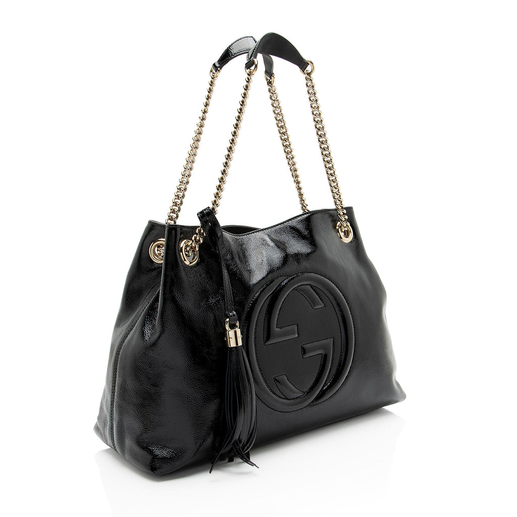Gucci Patent Leather Soho Medium Shoulder Bag