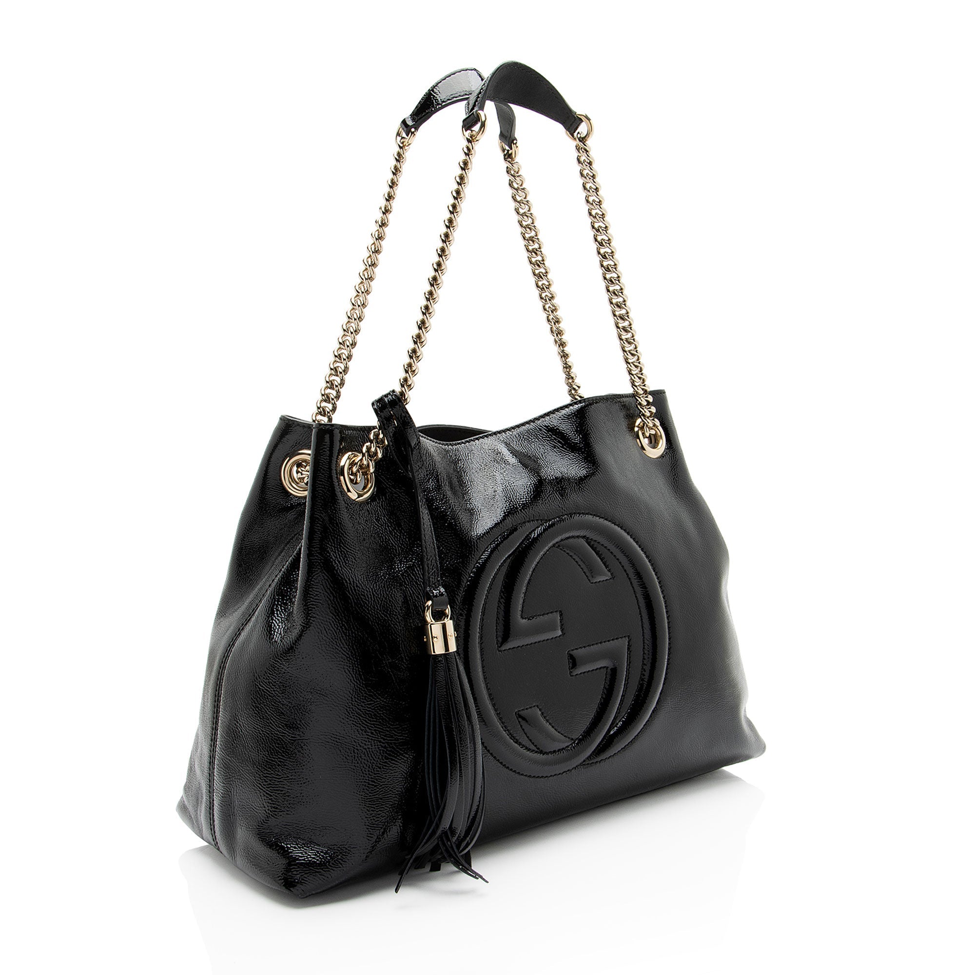 Gucci Patent Leather Soho Medium Shoulder Bag