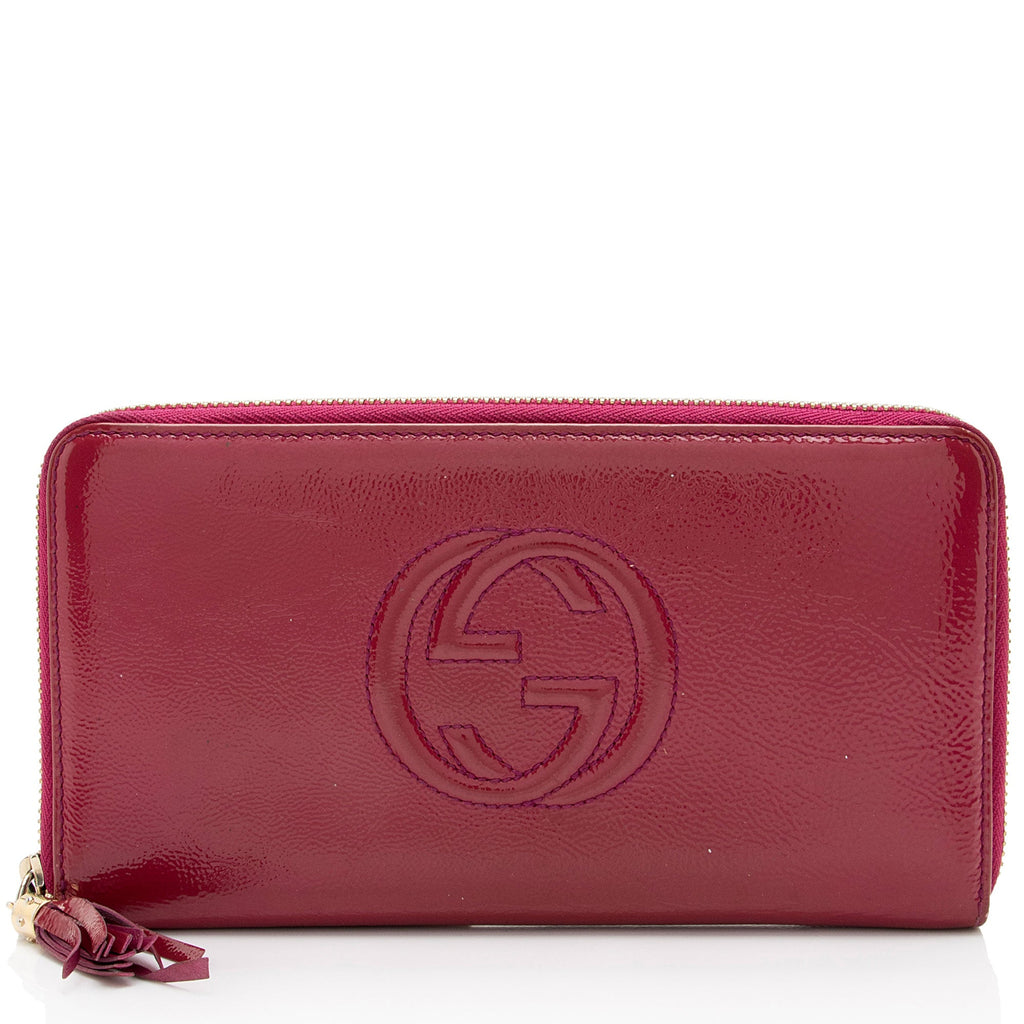 Gucci Patent Leather Soho Travel Zip Around Wallet (SHF-3tKxuo)