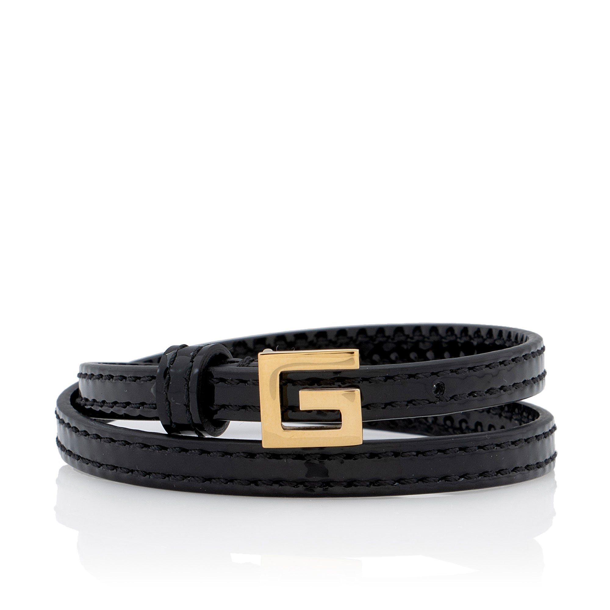 Gucci Patent Leather Square G Wrap Bracelet (SHF-n32N1x)