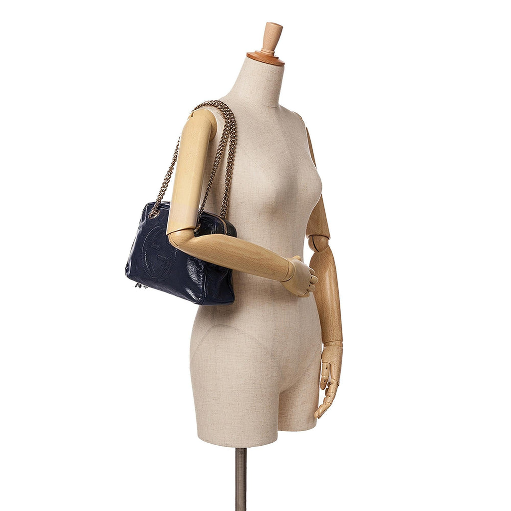Gucci Patent Soho Chain Zip Shoulder Bag