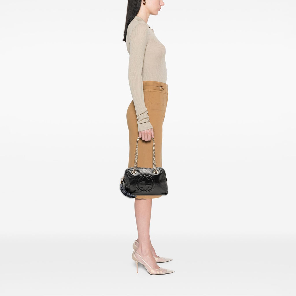 Gucci Patent Soho Chain Zip Shoulder Bag