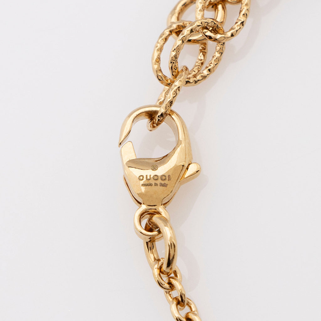 Gucci Pearl Crystal Script Necklace