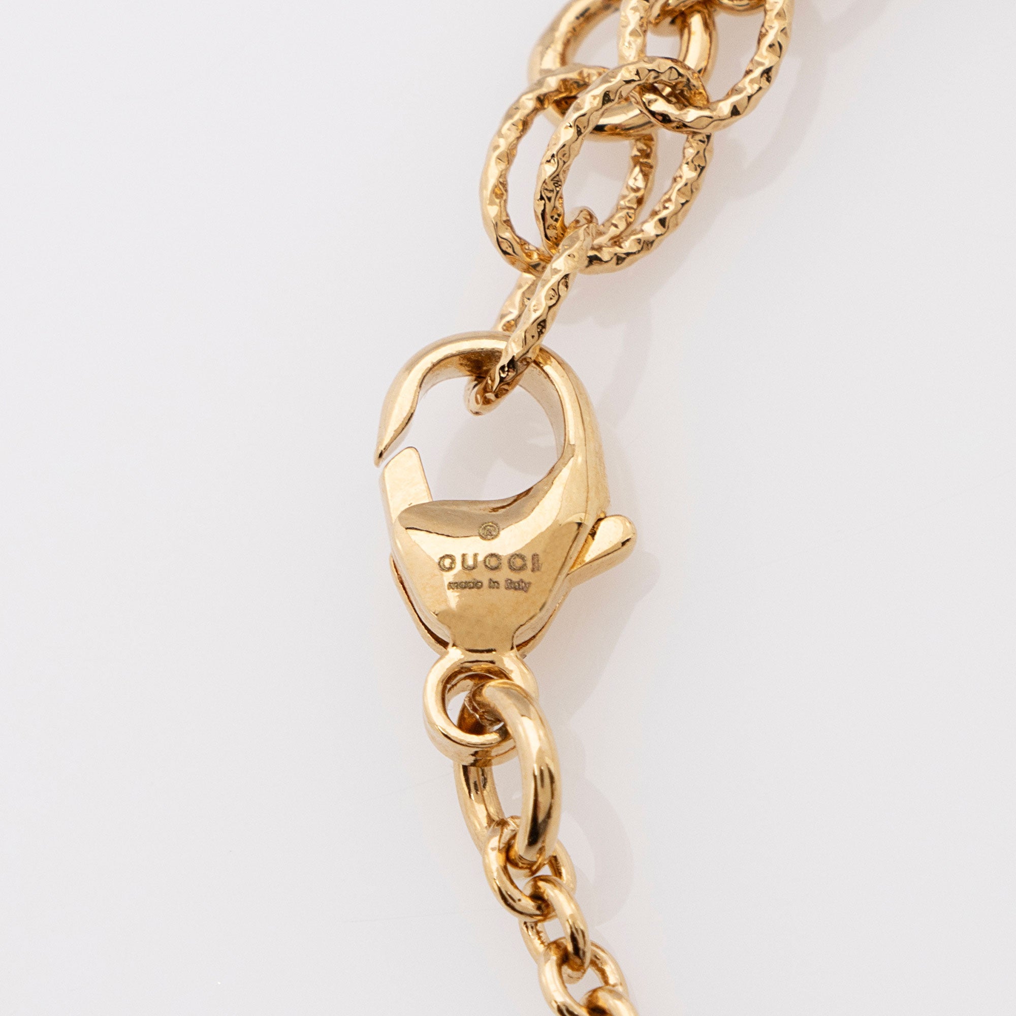 Gucci Pearl Crystal Script Necklace