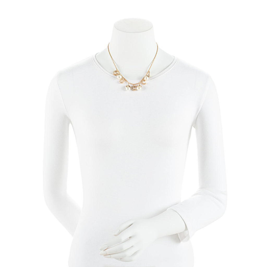 Gucci Pearl Crystal Script Necklace