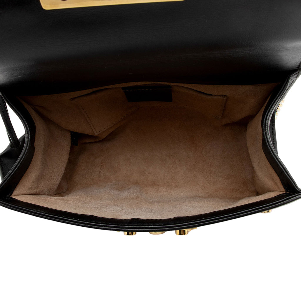 Gucci Pearl Embellished Leather Padlock Small Shoulder Bag (SHF-aixUmI)