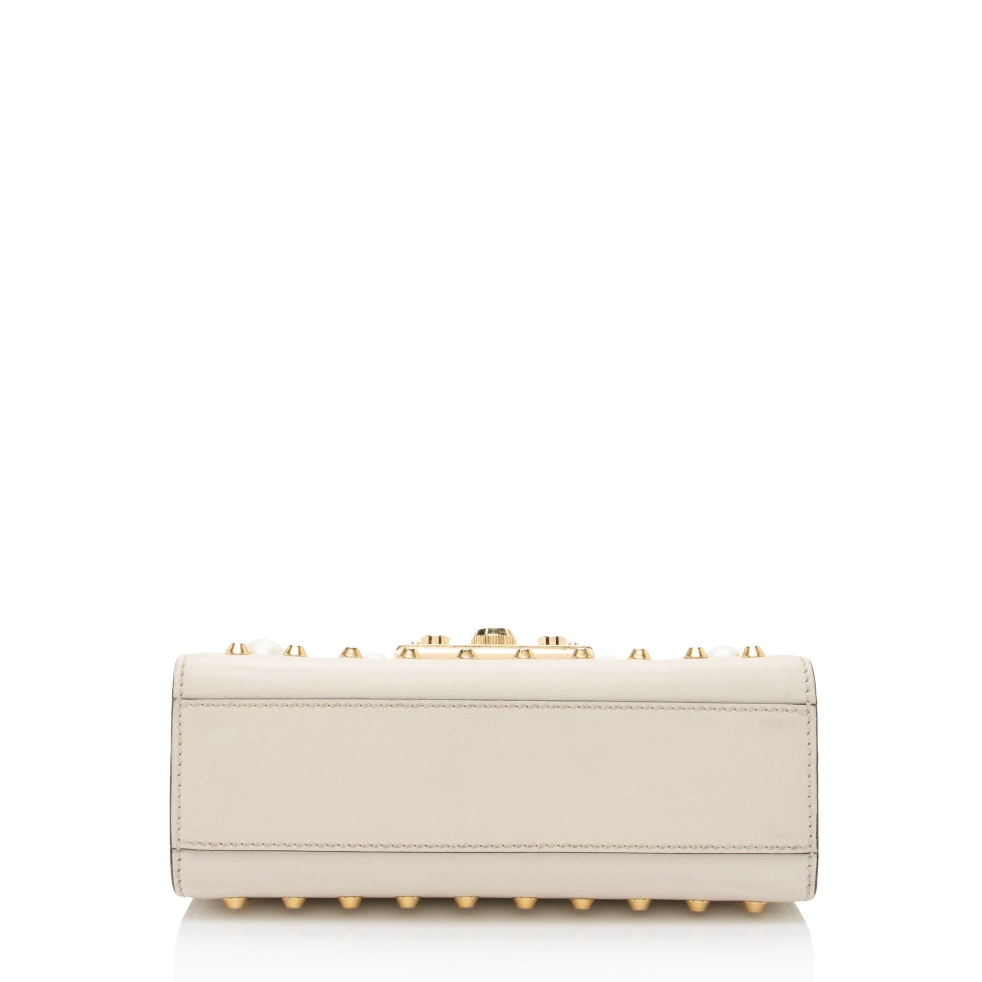Gucci Pearl Embellished Leather Padlock Small Shoulder Bag (SHF-2JmpQy)