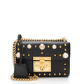 Gucci Pearl Embellished Leather Padlock Small Shoulder Bag