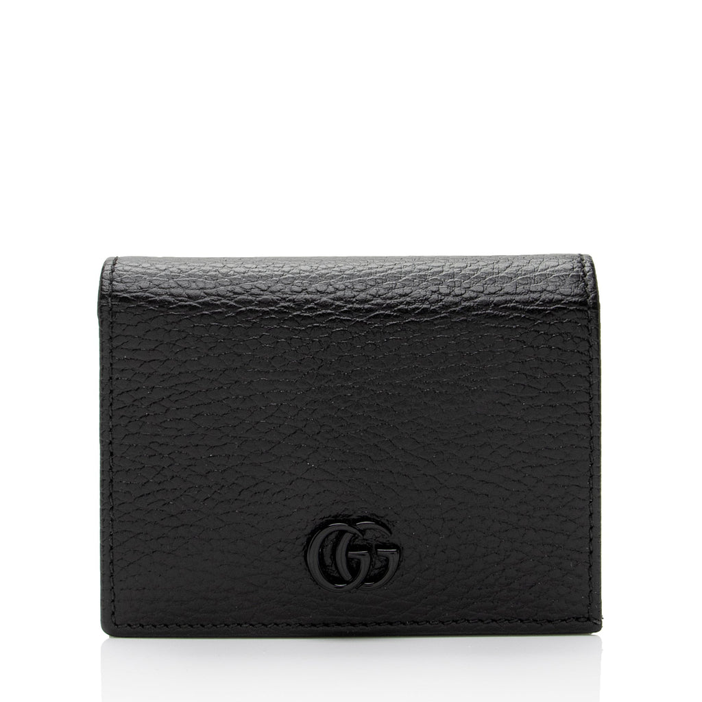 Gucci Pebbled Leather GG Marmont Card Case Wallet (SHF-dXo42g)