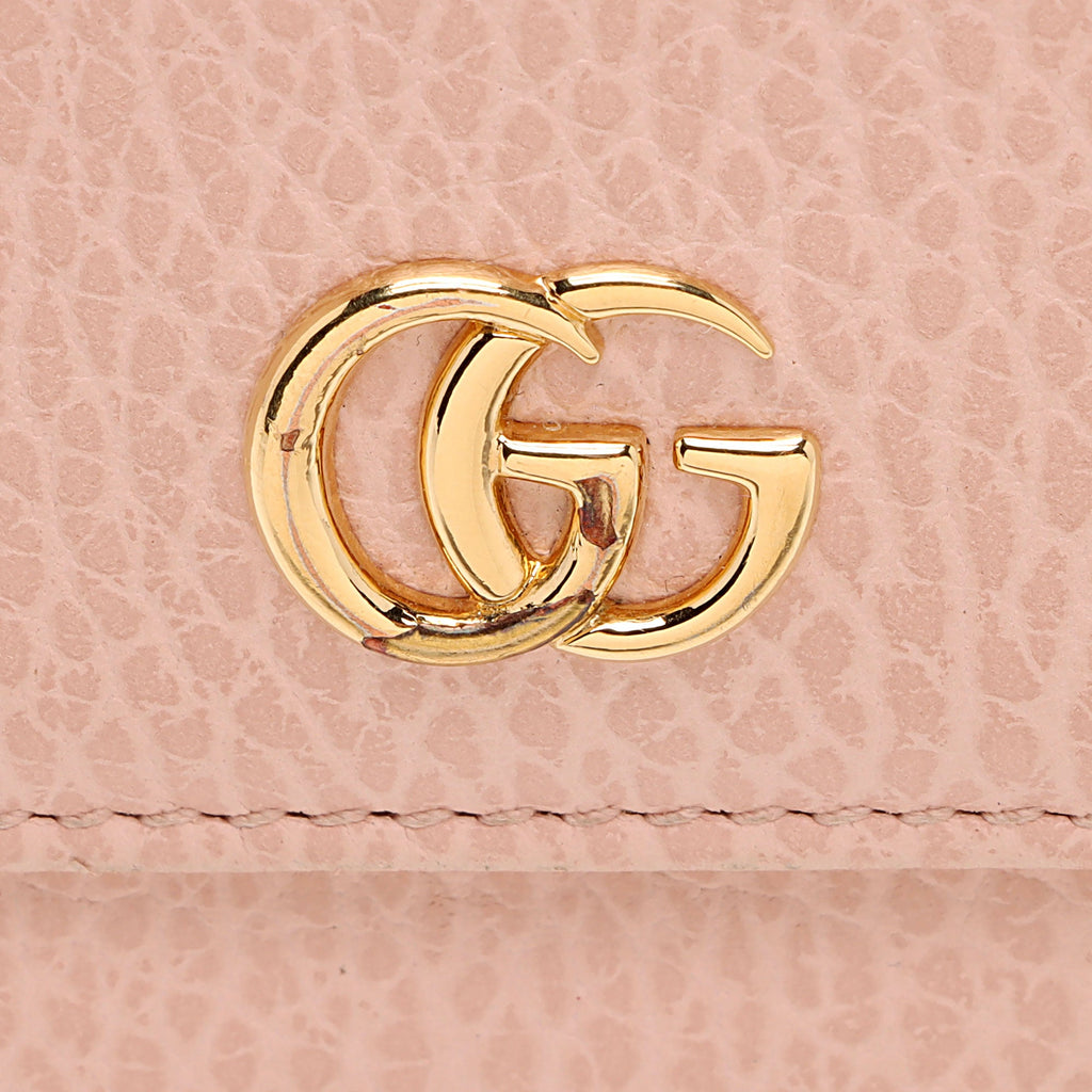 Gucci Pebbled Leather GG Marmont French Wallet (SHF-9hNv9T)