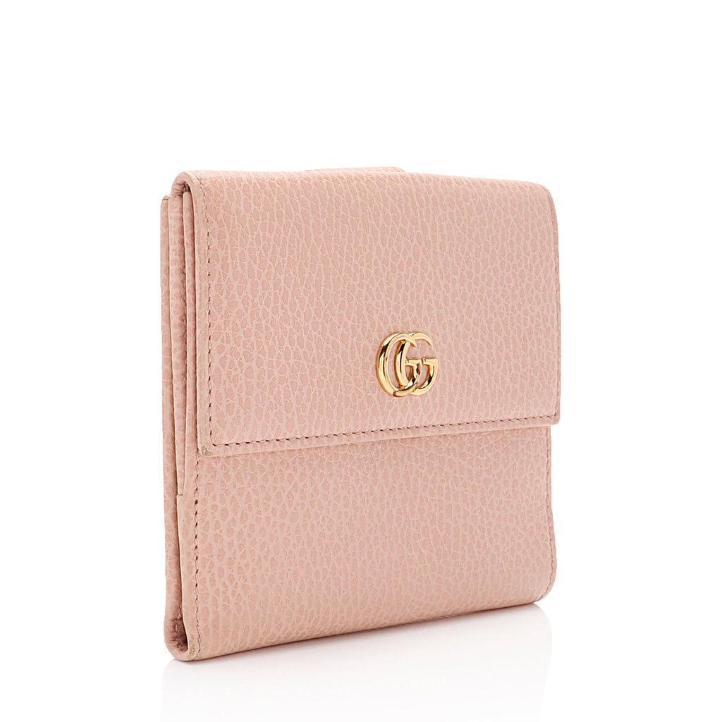 Gucci Pebbled Leather GG Marmont French Wallet (SHF-9hNv9T)