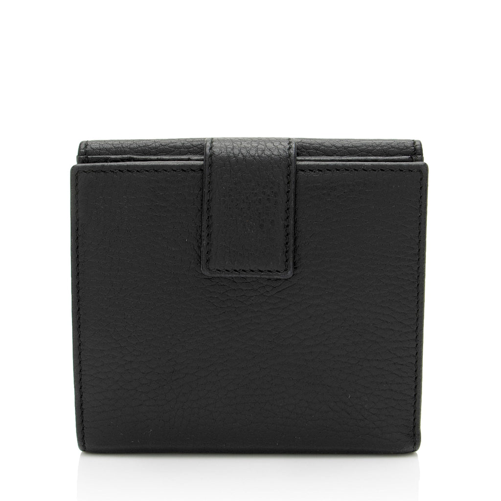 Gucci Pebbled Leather GG Marmont French Wallet