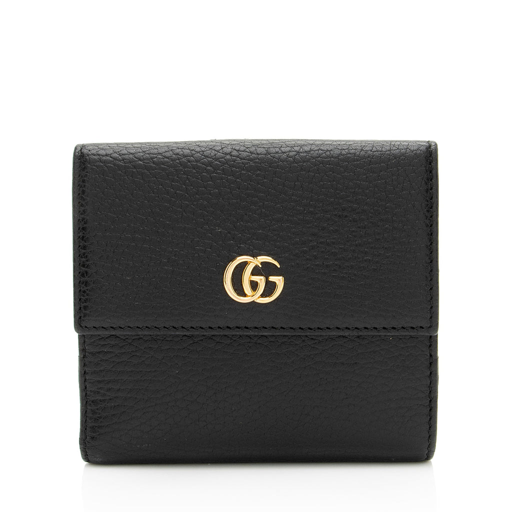 Gucci Pebbled Leather GG Marmont French Wallet