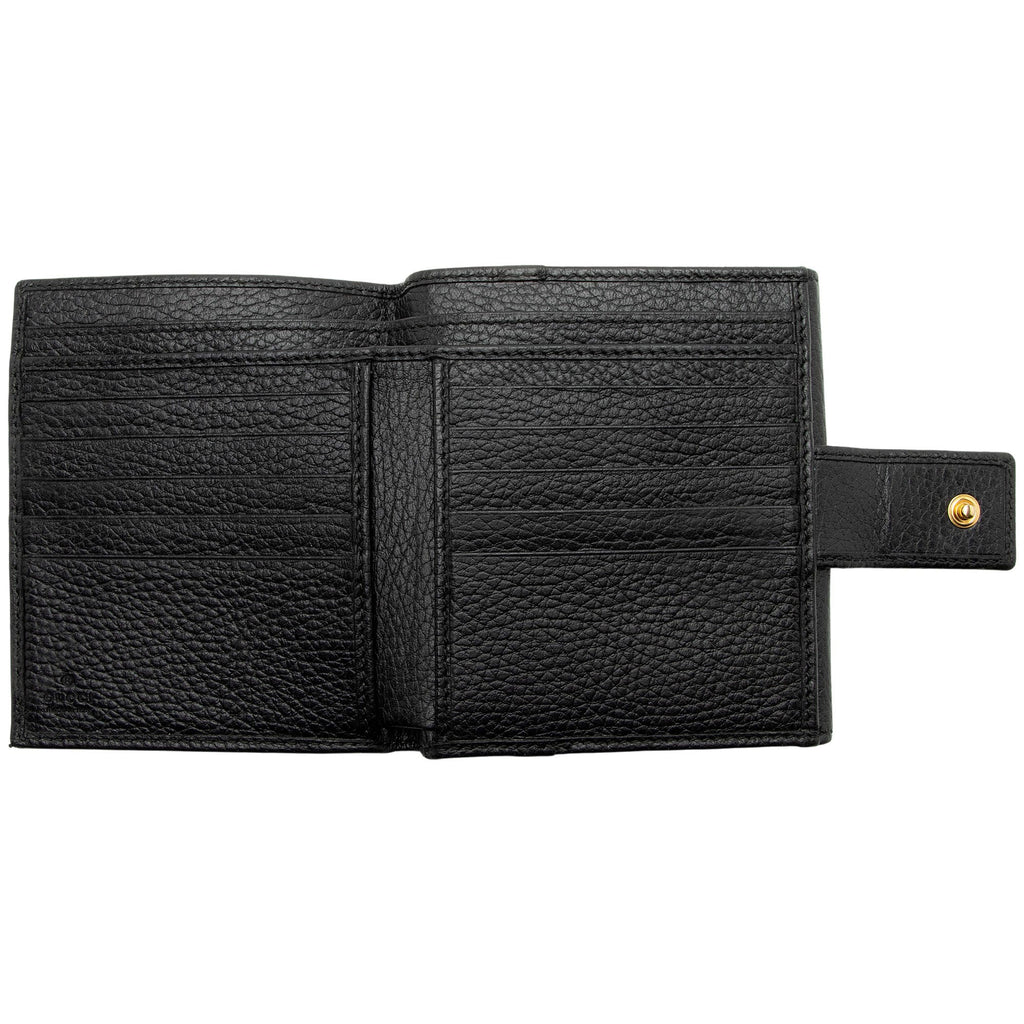 Gucci Pebbled Leather GG Marmont French Wallet