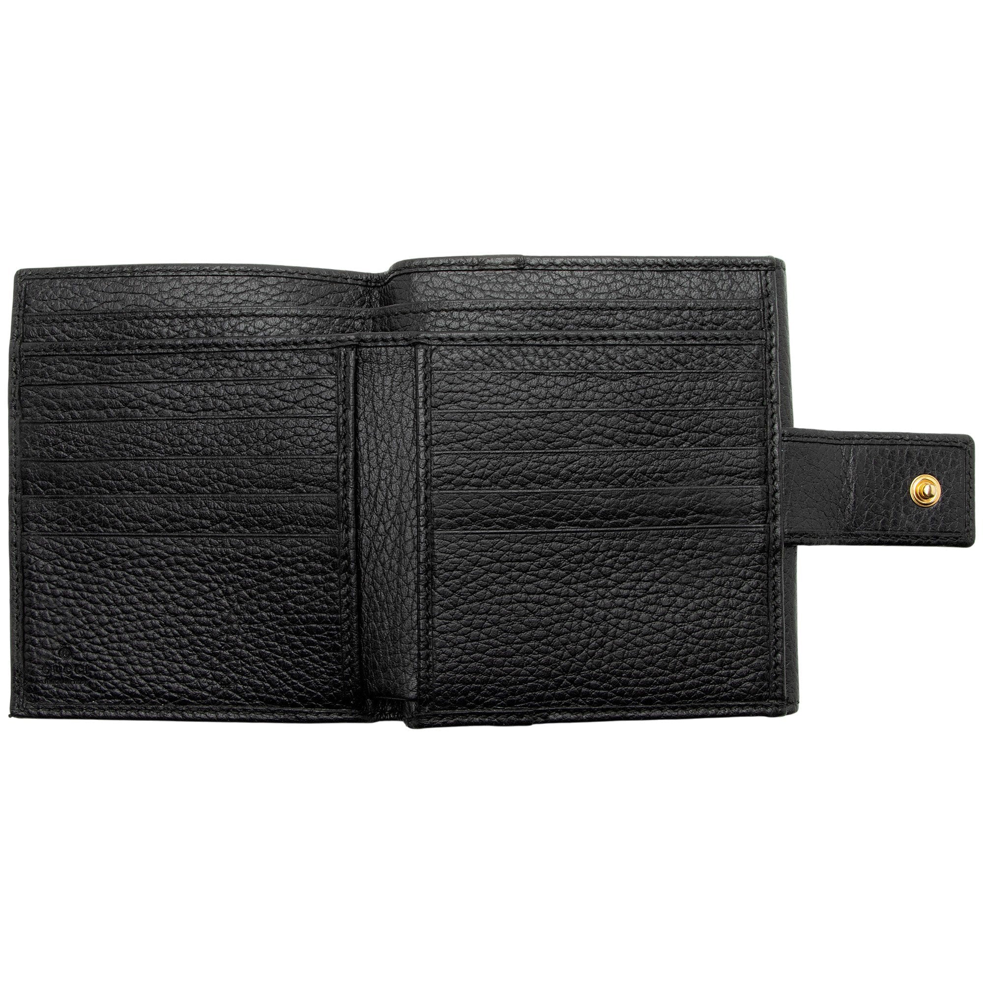 Gucci Pebbled Leather GG Marmont French Wallet