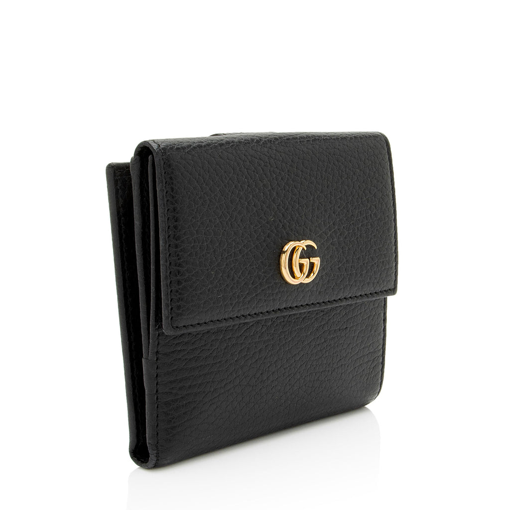 Gucci Pebbled Leather GG Marmont French Wallet