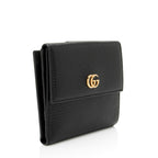 Gucci Pebbled Leather GG Marmont French Wallet
