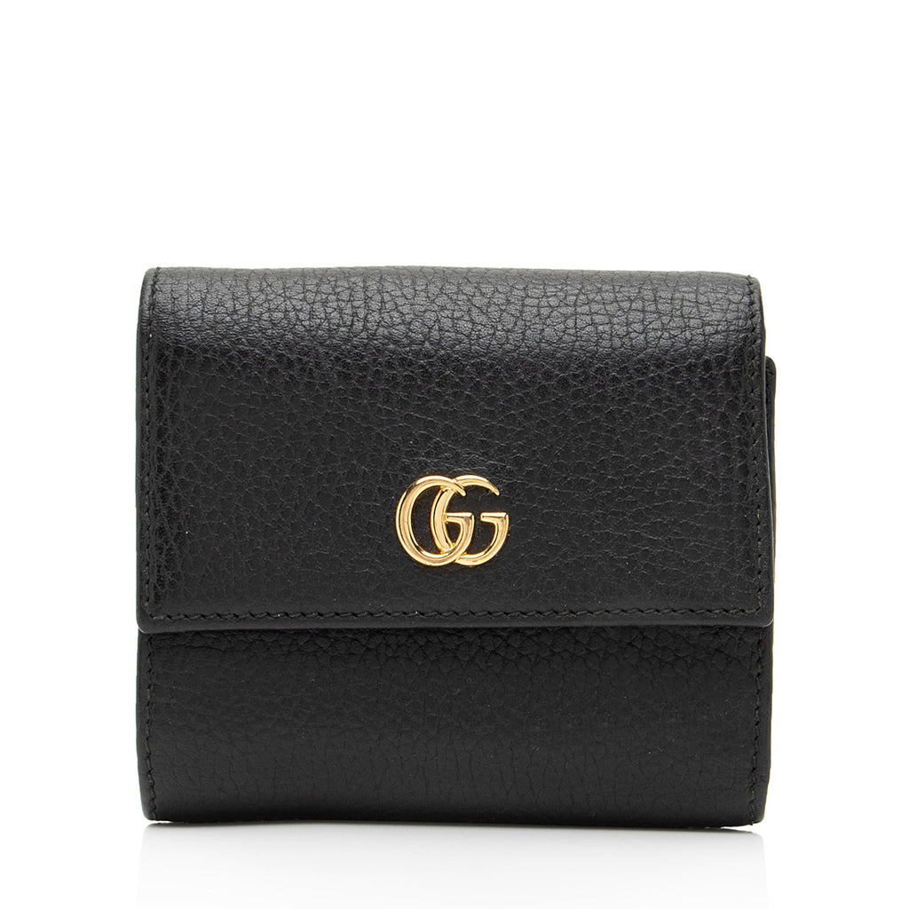 Gucci Pebbled Leather GG Marmont Small Tri-Fold Wallet (SHF-23499)