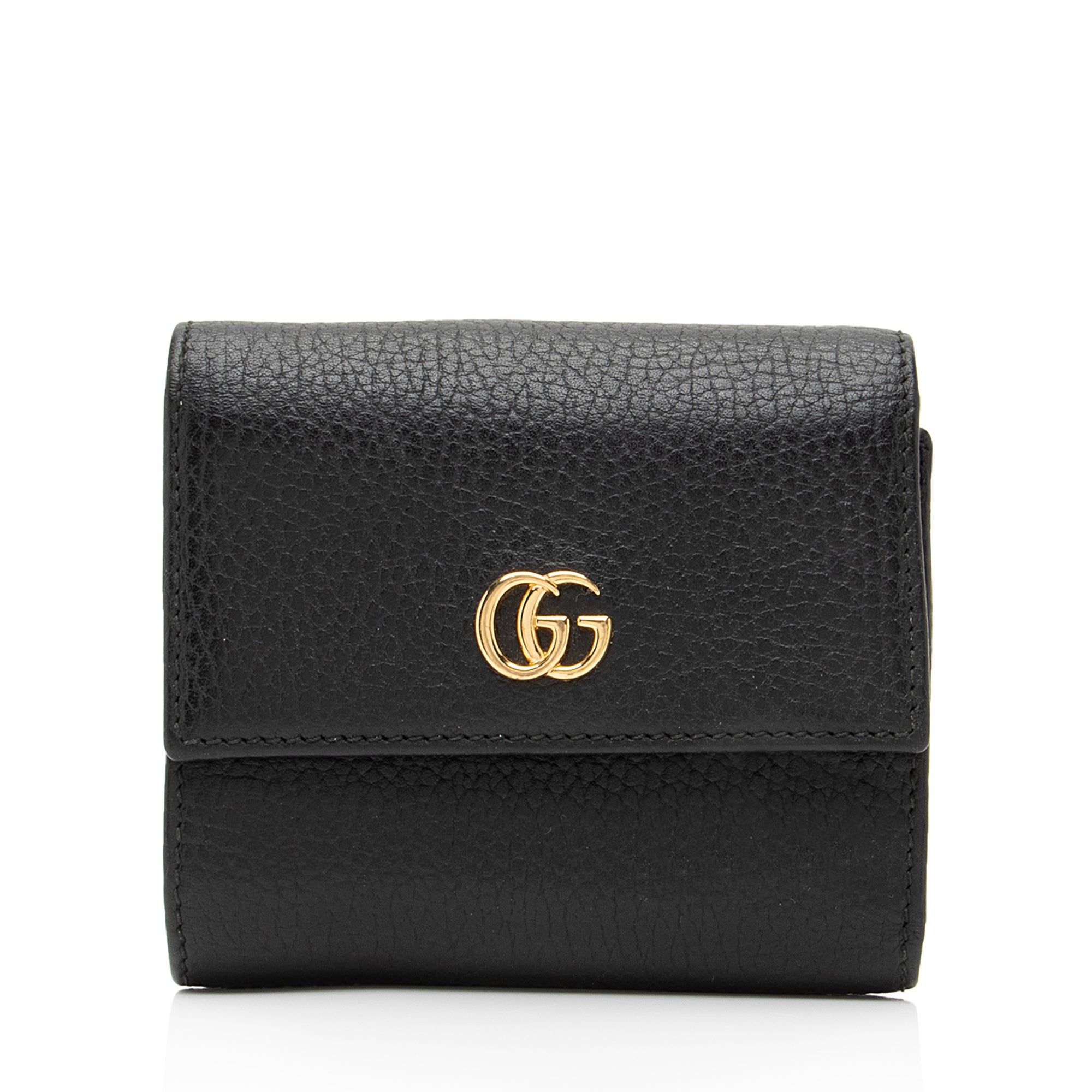 Gucci Pebbled Leather GG Marmont Small Tri-Fold Wallet (SHF-23499)