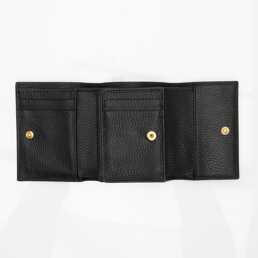 Gucci Pebbled Leather GG Marmont Small Tri-Fold Wallet (SHF-23499)