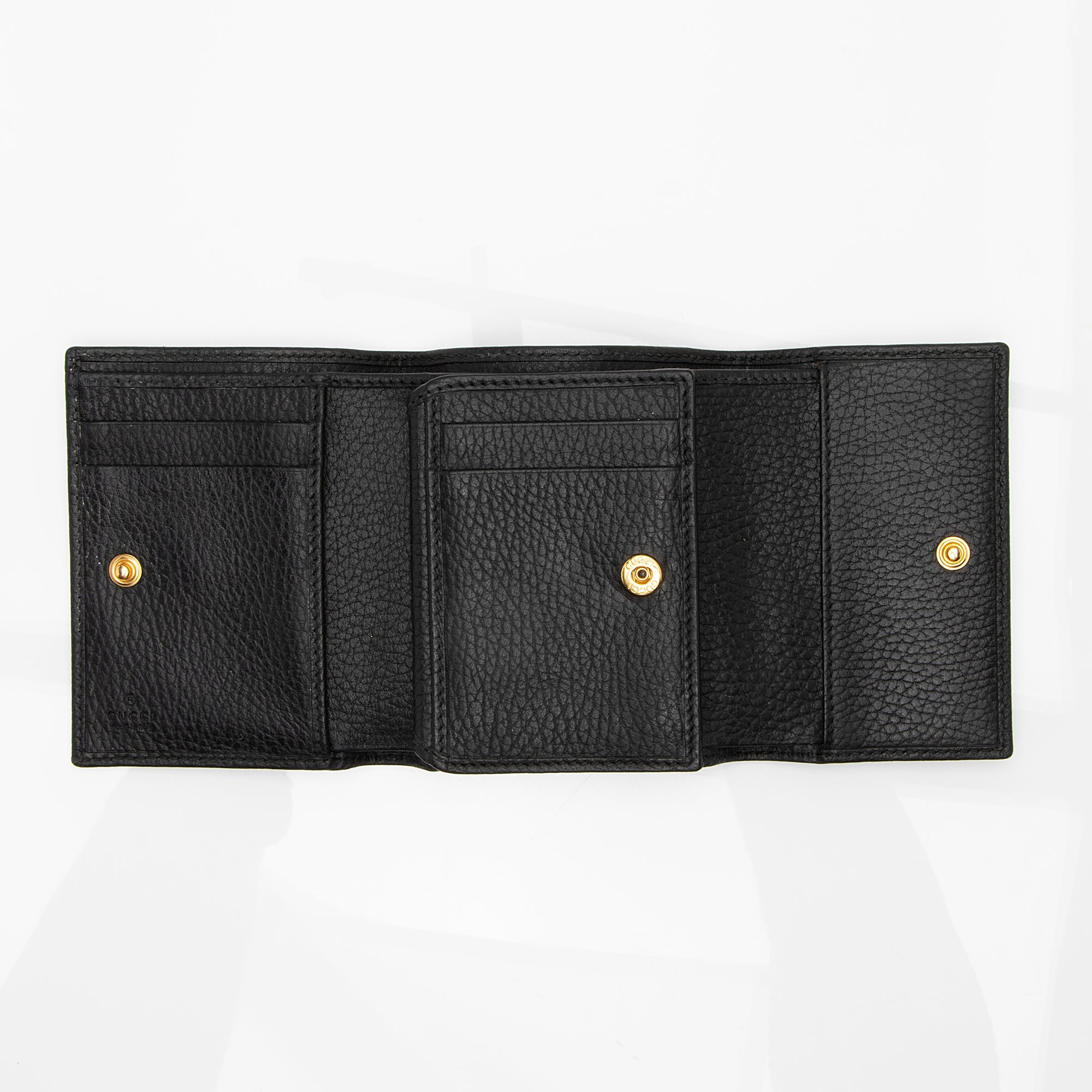 Gucci Pebbled Leather GG Marmont Small Tri-Fold Wallet (SHF-23499)