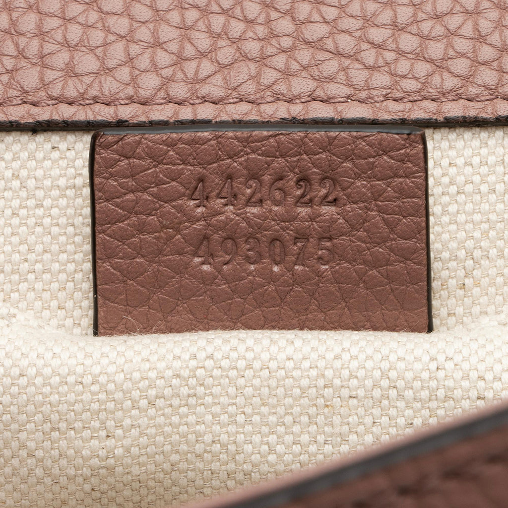 Gucci Pebbled Leather GG Marmont Top Handle Mini Shoulder Bag (SHF-1GP6PA)