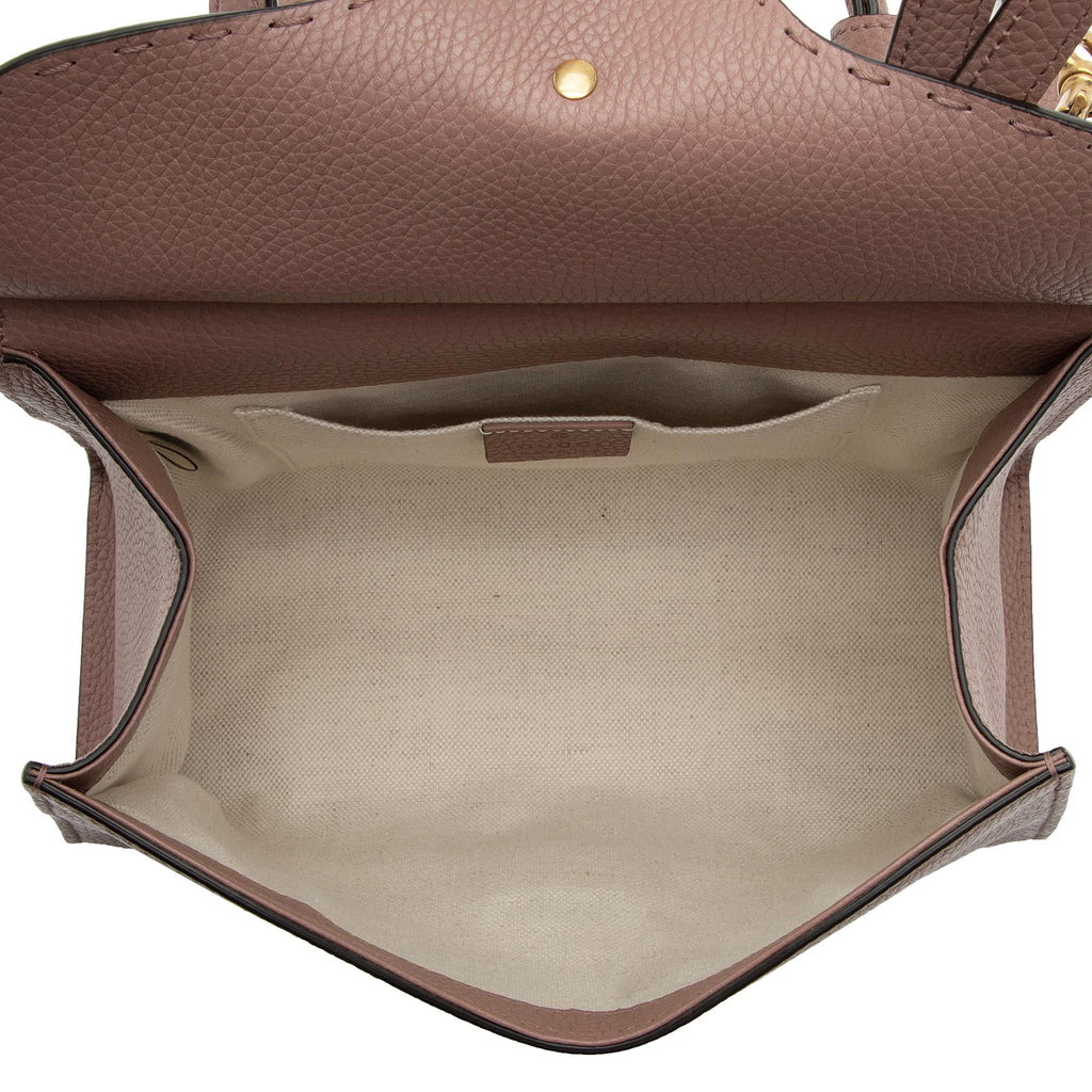 Gucci Pebbled Leather GG Marmont Top Handle Mini Shoulder Bag (SHF-1GP6PA)