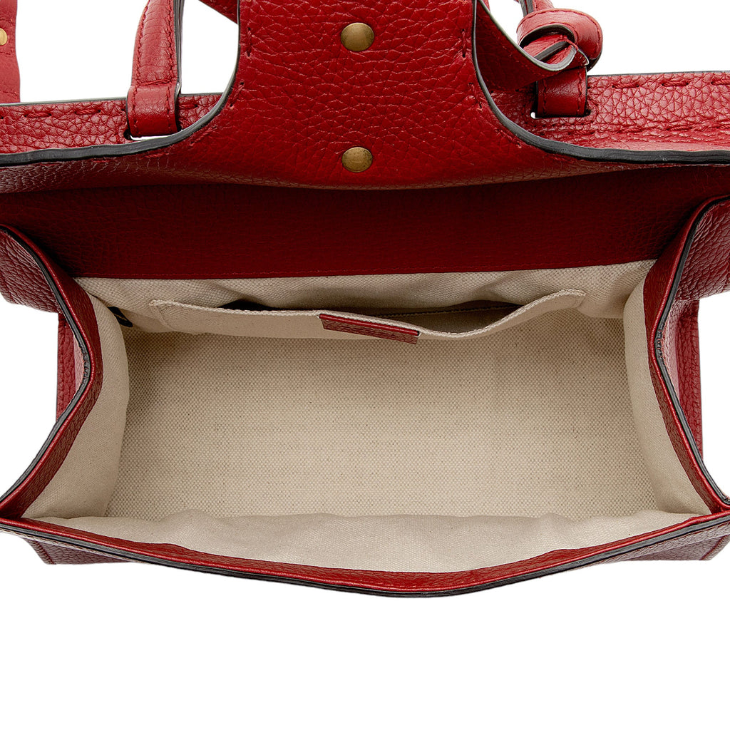 Gucci Pebbled Leather GG Marmont Mini Top Handle (SHF-CZXc44)