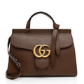 Gucci Pebbled Leather GG Marmont Top Handle Small Shoulder Bag (SHF-VGh3B4)
