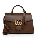 Gucci Pebbled Leather GG Marmont Top Handle Small Shoulder Bag (SHF-VGh3B4)