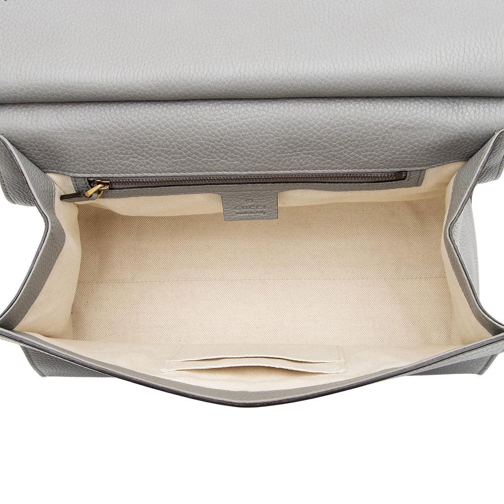 Gucci Pebbled Leather GG Marmont Top Handle