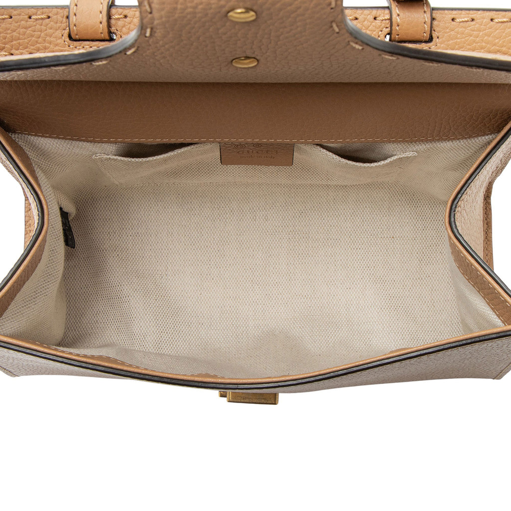 Gucci Pebbled Leather GG Marmont Top Handle