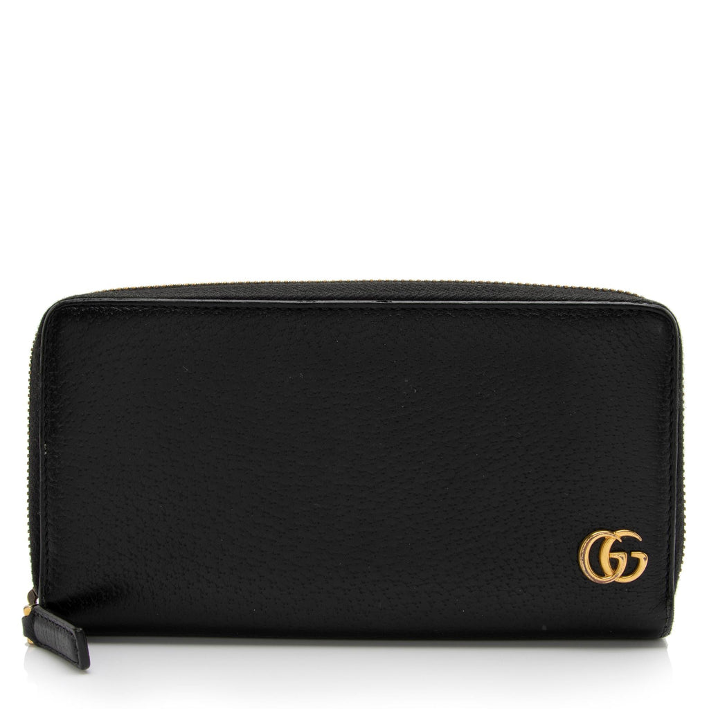 Gucci Pebbled Leather GG Marmont Zip Around Wallet (SHF-TFlGE9)