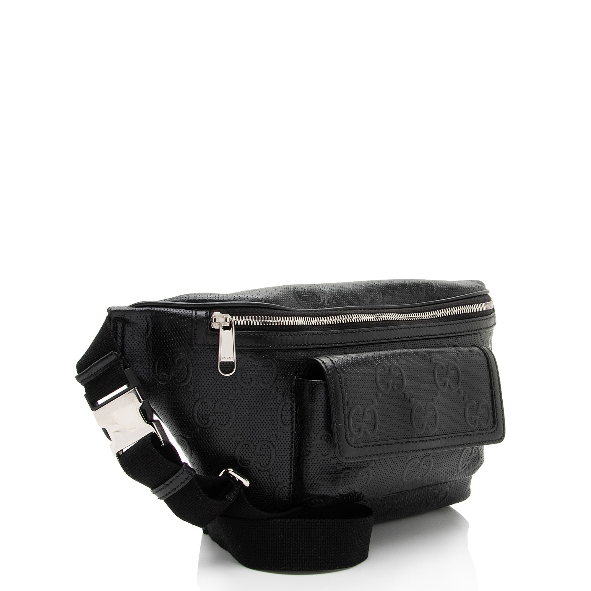 Gucci Perforated Embossed Leather GG Pocket Belt Bag (SHF-TJNqCI)