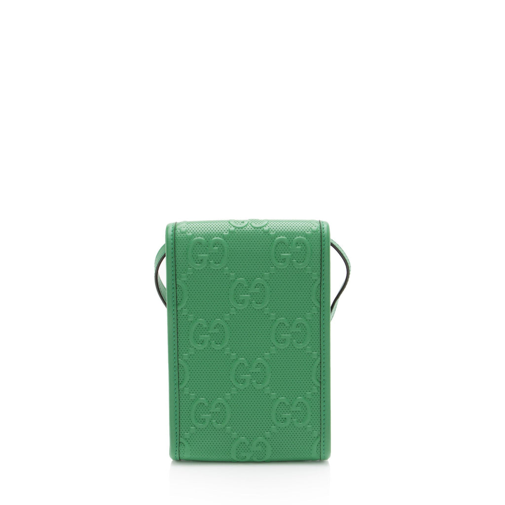 Gucci Perforated GG Embossed Leather Mini Flap Crossbody