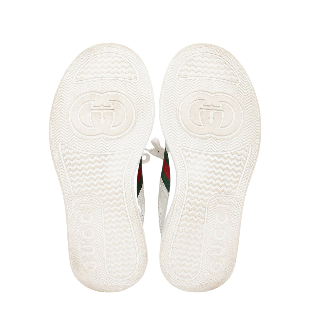 Gucci Perforated Leather Web Chunky B Sneakers - Size 8.5 / 38.5