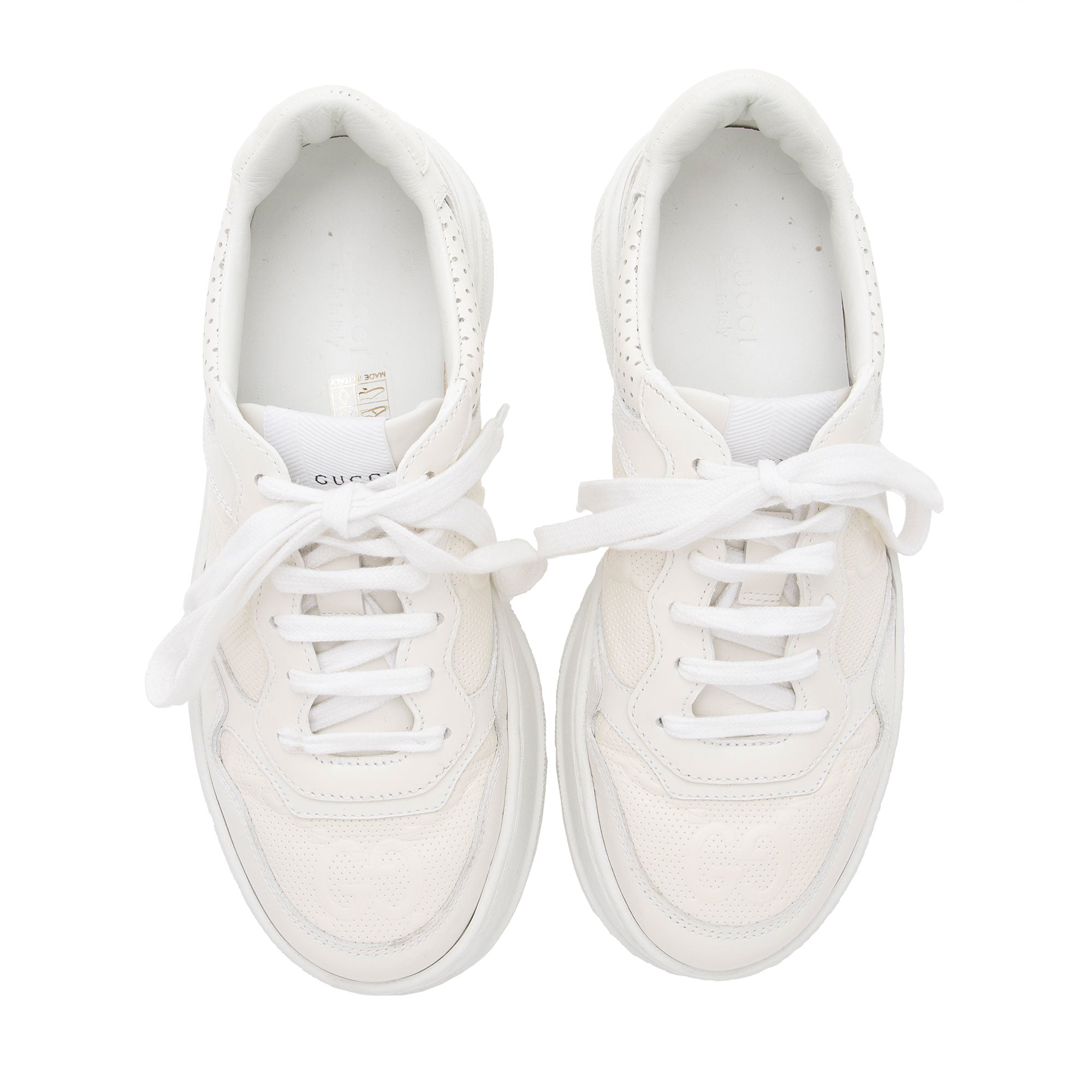 Gucci Perforated Leather GG Platform Sneakers - Size 7.5 / 37.5 (SHF-AJejAw)