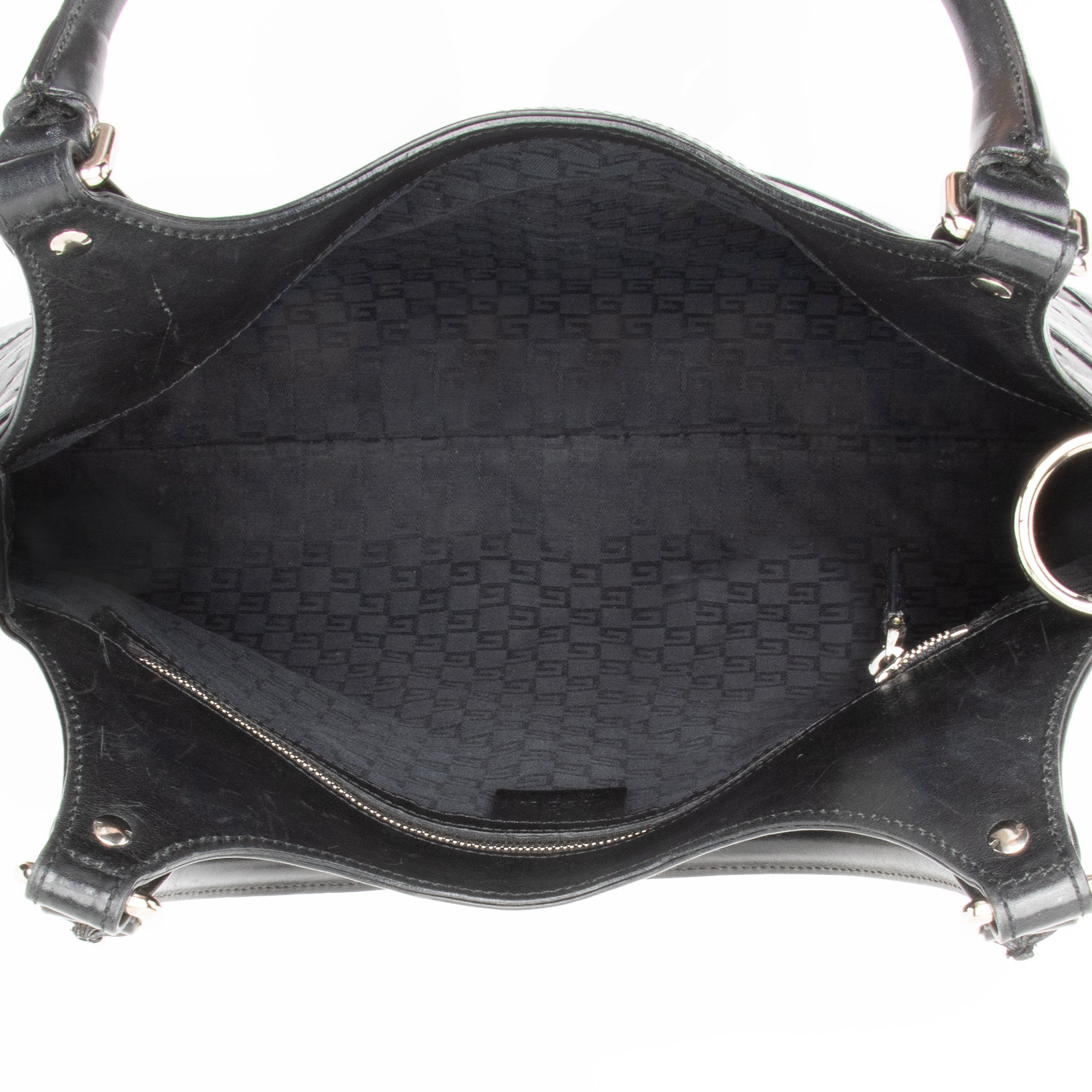Gucci Perforated Leather Interlocking G Reins Satchel (SHF-23526)