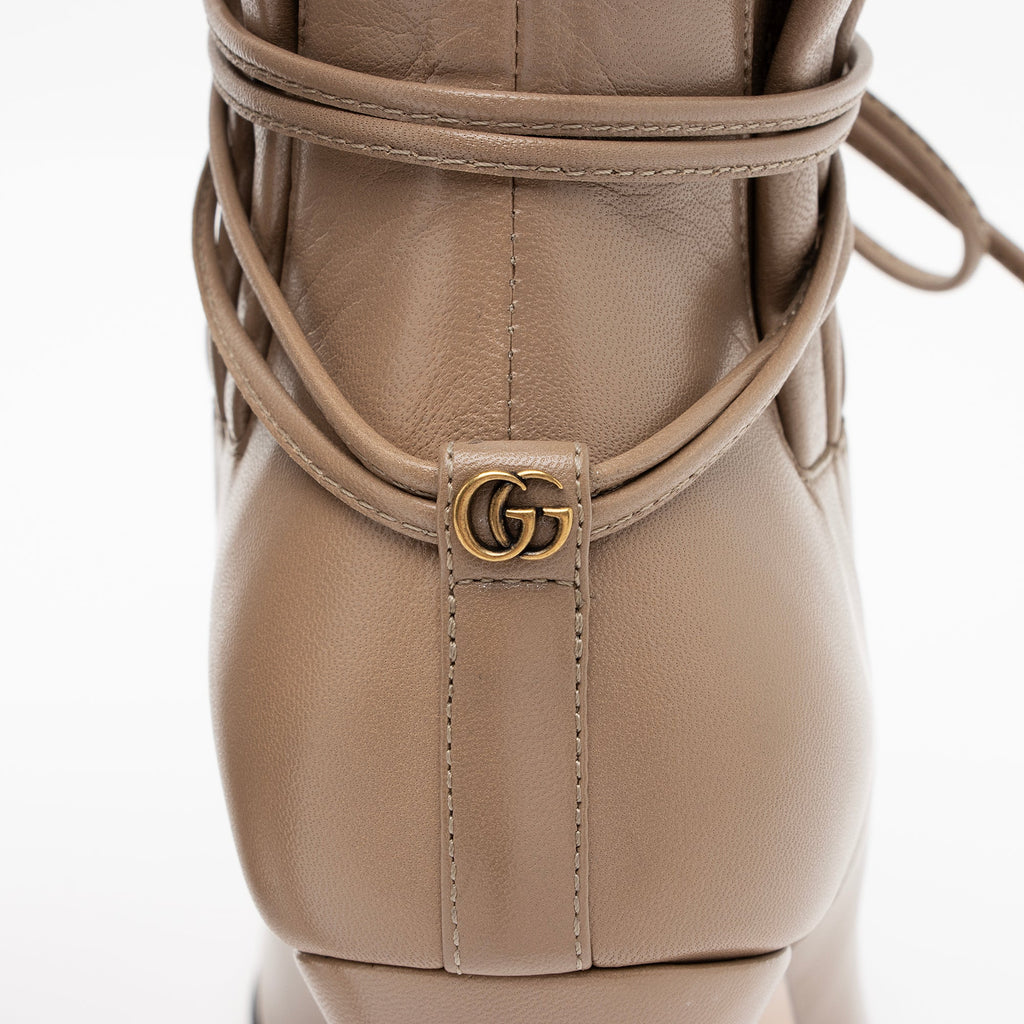 Gucci Pleated Leather Indya Ankle Boots - Size 7 / 37 (SHF-23644)