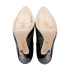 Gucci Polished Leather Removable Faux Pearl Bow Pumps - Size 7 / 37