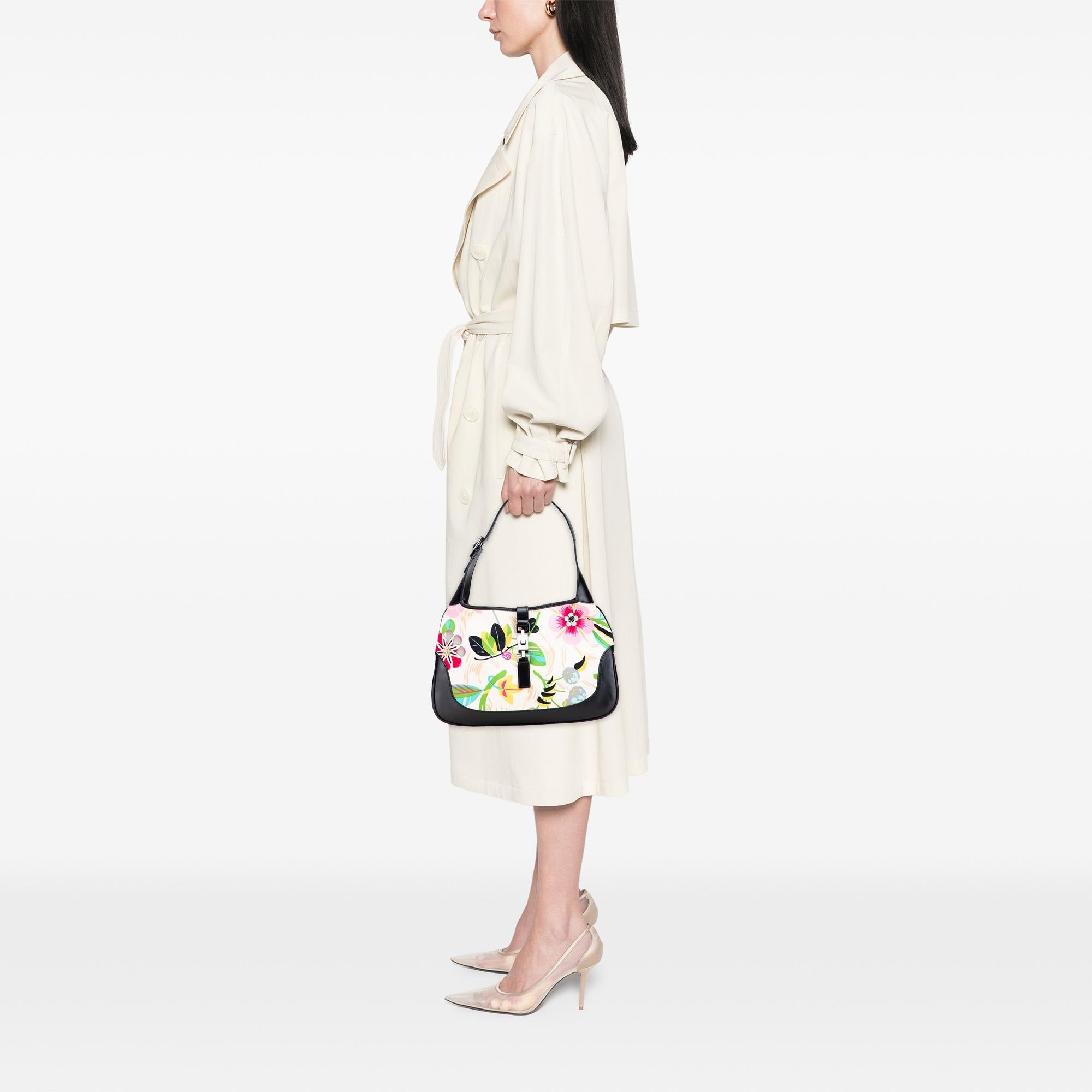 Gucci Printed Canvas Floral Jackie Shoulder Bag